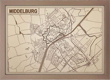 Decoratief Beeld - Houten Van Middelburg - Hout - Bekroned - Bruin - 21 X 30 Cm