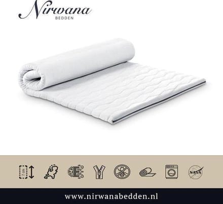 Nirwana Bedden Topper - NASA Traagschuim - Topdekmatras - Ergonomisch - 180x210cm ca 8cm dik matras