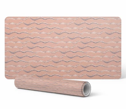 Moderne bureauonderlegger voor thuiswerken, golvende pastelkleurige lijnen, 90x45 cm