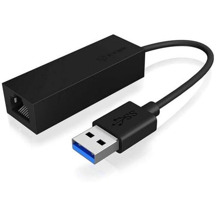 ICY BOX IB-AC501a, USB 3.0 (Type-A) zu Gigabit Ethernet Lan Adapter, schwarz Netwerkadapter Gigabit-LAN (1 Gbit/s), USB-A 2.0, USB-A 3.2 Gen 1