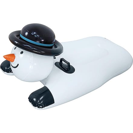 Bonhomme de neige d'hiver Bouée à neige Gonflable Luge à neige Poignées doubles Planche à ski pour enfants blanc