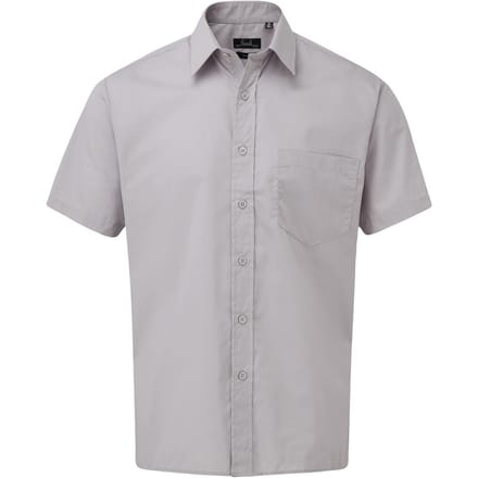 Premier Herenshirt met korte mouwen Popeline (Zilver)