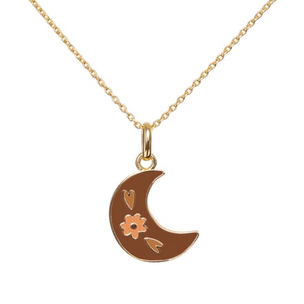 Ketting - Maan - Goldplated - Emaille - Kind - VanPauline - speciaal cadeau