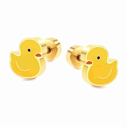 WeLoveSilver - oorstekers voor kinderen - goudkleurig - bad eend