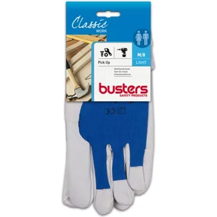 Busters Handschoenen Pick-up Leder Wit/blauw M8