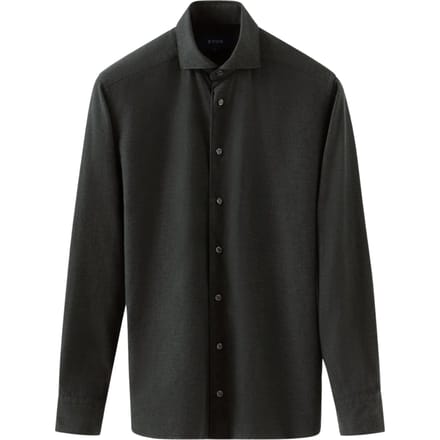 Eton Flannel Shirt Lange Mouw Overhemden Donkergroen 100012050