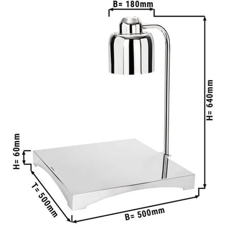GGM Gastro Buffet-Wärmelampe Infrarot - 250 Watt - Eckig - Silber Zilver