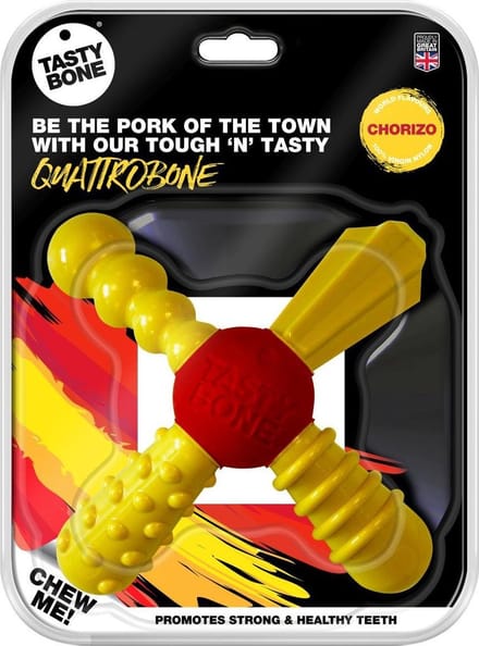 TastyBone - Large - Quattro Bone - Chorizo - Hond - Kauwspeelgoed - Vegan - Kluif - Nylabone