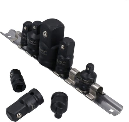 Kracht dop adapterset / Impact verloop doppenset 1/4" - 3/8" - 1/2" en 3/4" op rail 8-delig