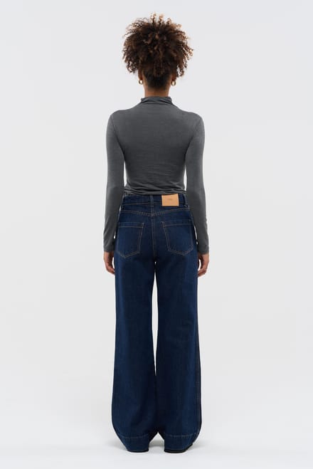 BENU Dames Donkerblauwe Wide Leg Jeans