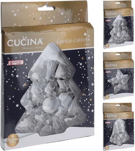 16 delige Set Uitsteekvormen - (Kerst)koekjes uitsteker - Bakvormpjes - RVS