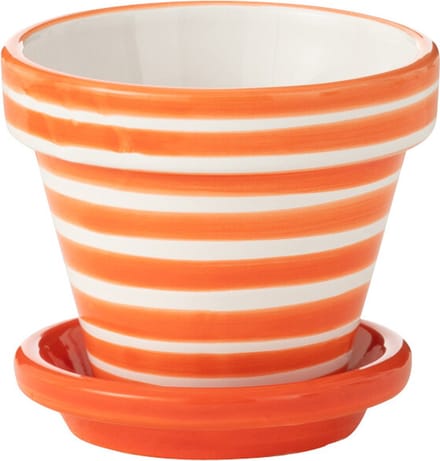 J-Line bloempot Granada Stripes Handmade + Painted - keramiek - oranje - extra small - Ø 17 cm