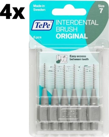 TePe Ragers Grijs 1,3mm - 4 x 6 stuks - Voordeelverpakking