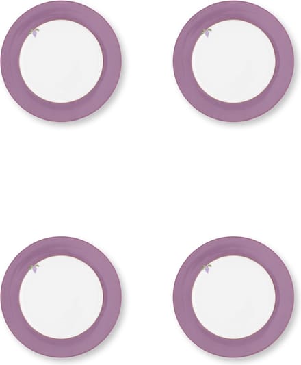Pip Studio Lily & Lotus - Dinerborden 26.5cm - Set van vier - Paars - Vaatwasserbestendig