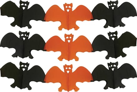 Halloween feestslinger vleermuizen - 3x - 3 meter - oranje/zwart - van papier