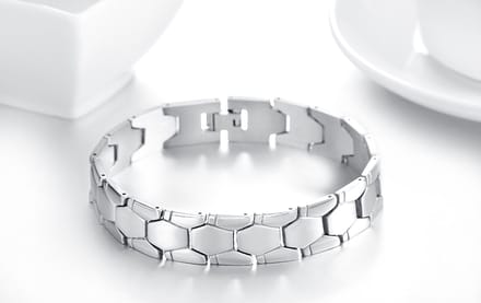 Heren armband hexagon rvs