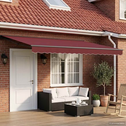 vidaXL - Handmatig - uitschuifbare - luifel - Bordeauxrood - 4 - × - 3,5 - m