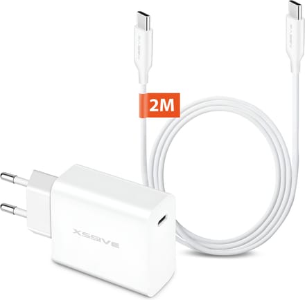 45W Power Adapter met USB-C naar USB C Kabel 2 Meter - Super Fast Charging 2.0 - Geschikt voor Samsung Galaxy Telefoon en Tablet Oplader