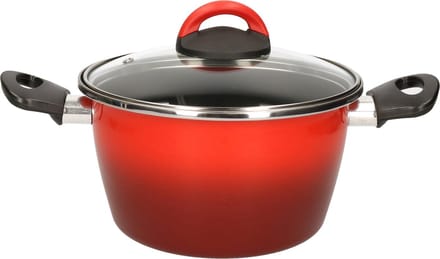 Magefesa Kookpan - met glazen deksel - rood - 20 cm - 6 liter - RVS - koken - soeppan - pannen Cuenca