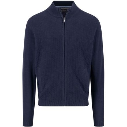 Fynch-Hatton Vest Uni Color Cotton Stand-Up Zip Collar Navy / male
