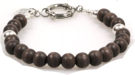Heaven Eleven - Bruin Hout met Zilveren kraal 8mm- 21cm