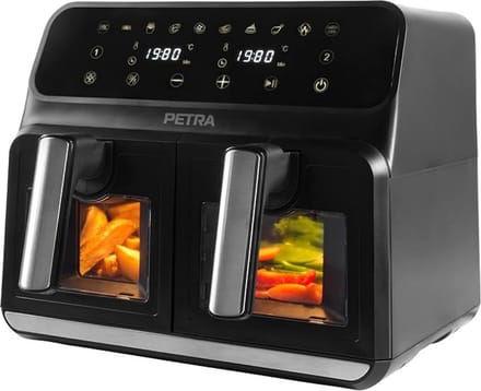 Luxe Dubbele Airfryer – Duo Heteluchtfriteuse – 2 Onafhankelijke Kookzones – 10 Kookprogramma’s – 7,6L Capaciteit – Modern Design – 1700W – Zwart