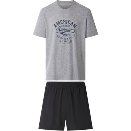 ESMARA MEN Heren pyjama (Grijs/zwart, M)