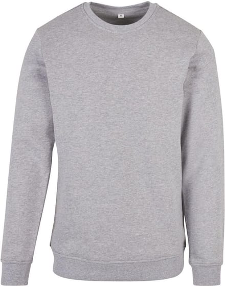 Build Your Brand - Organic Basic Crew Sweater - Heather Grey maat S