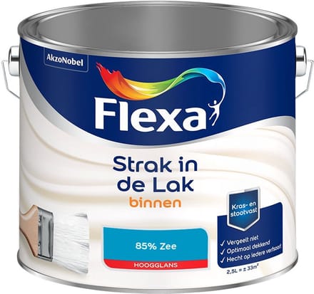 Flexa - Strak In De Lak Binnenlak Hoogglans - 85% Zee - Mengverf - 2,5 L
