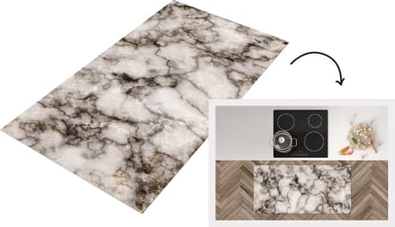 Keukenloper - Loper keuken - Marmer - Wit - Goud - 120x60 cm - Keukenloper vinyl