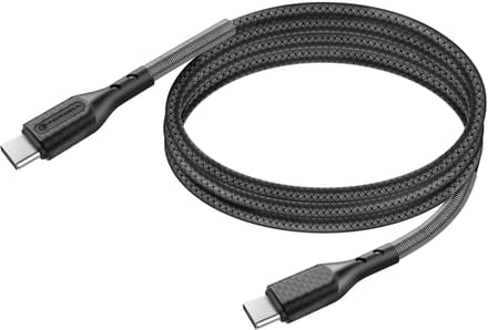 Forcell, Koolstof Gevlochten USB-C naar USB-C Kabel 240W - PD 3.1 - 1m, Zwart