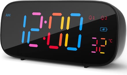 Digitale Wekker met Kleuren LED Display, Temperatuur en USB Oplaadpoort