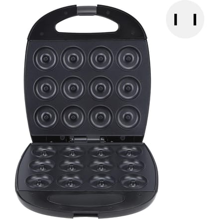 Mini Donut Maker Machine Met Instelbare Temperatuur Dubbelzijdige Verhitting Maakt 12 Donuts voor L black