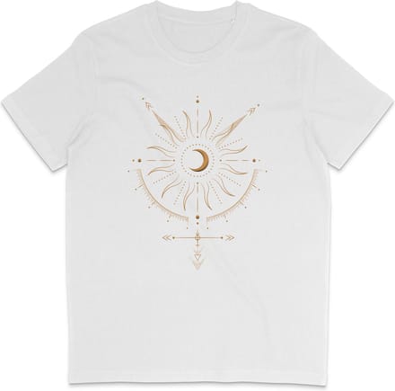 Dames Heren T Shirt - Abstract Spiritueel Celestial Maan - Astrologie - Wit - S