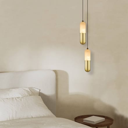 Zambelis LED hanglamp 2545 messing/wit Ø 5 cm metaal/albast dimbaar
