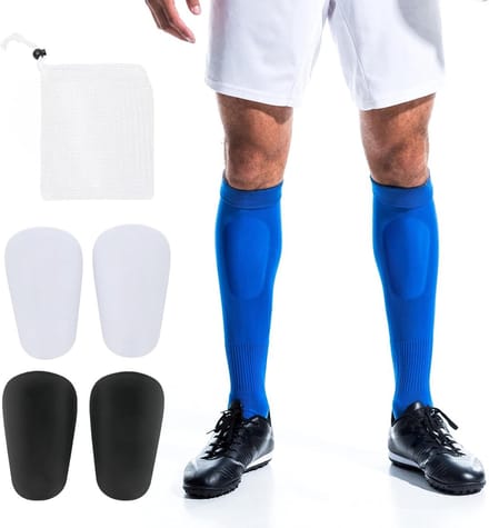 Set van 4 Kinder- en Volwassen Scheenbeschermers - Compacte Voetbal Scheenbeschermers 10x6 cm