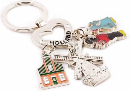 Sleutelhanger Bedels Molen/huis/kuspaar Zilver - Souvenir