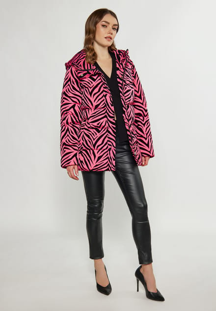 Faina Gewatteerd jack met zebraprint Dames Roze zebra