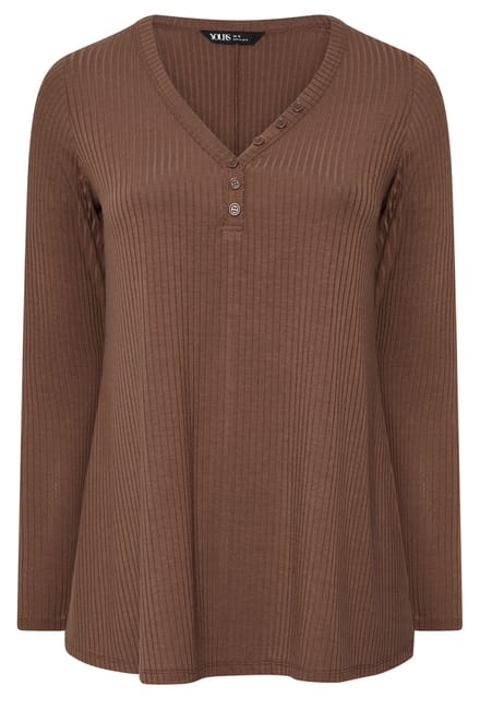 Yours Chocoladebruine Henley Swingtop Size 42