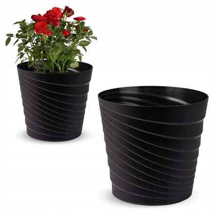 Moderne Antraciet Geribbelde Plantenbak met Inzet 18cm