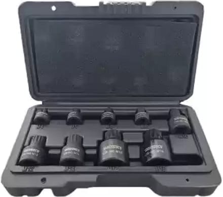 Krachtdoppen set veeltand van Chrome Molybdeen-9 delige- Stubby
