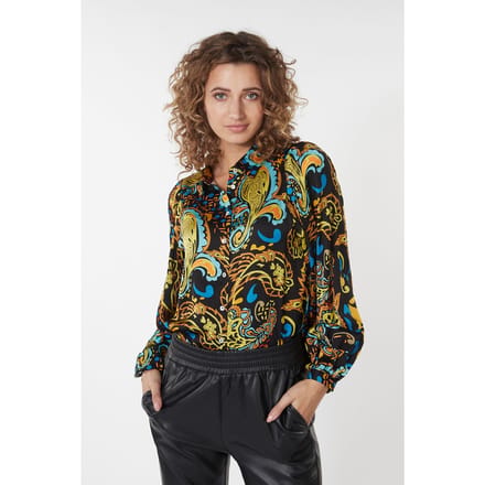 EsQualo Blouse Basic Untamed Party Print Größe: 34 | Longsleeves Outlet | Damen