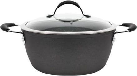 Ferveo Dura Braadpan met Deksel - 24cm - Zwart - Inductie