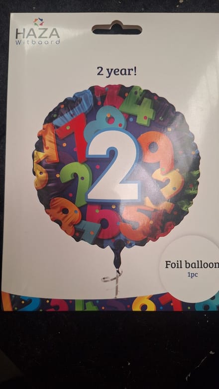 Folieballon Cijfers - 2 jaar - 45 cm - Helium- en Luchtvulling