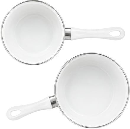 Alessandro steelpannen set - D14 en D16 cm - wit - rvs - vaatwasserbestendig