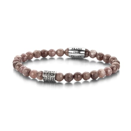 Frank 1967 7FB-0085 Rekarmband - stalen bead - Jade 6 mm - one-size - bruin / zilverkleurig