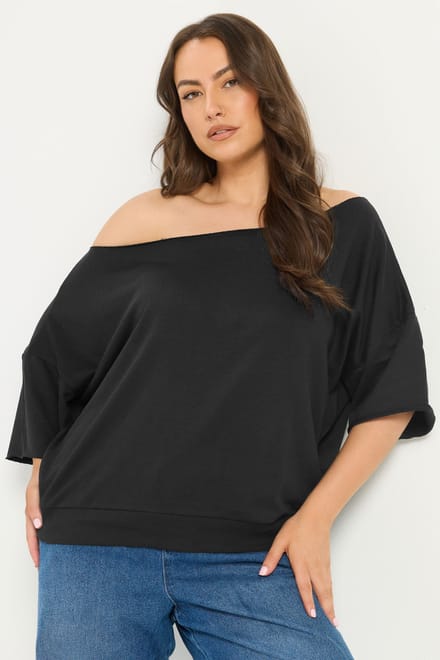 Yours Zwart Sweatshirt Met Blote Schouders Size 42
