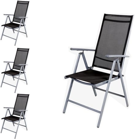 4-delige set tuinstoelen hoge rugleuning verstelbaar aluminium inklapbaar