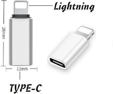 Vrouwelijke type-c naar iphone mannelijke zilver adapter Voor iphone  Type-C Om 8pin