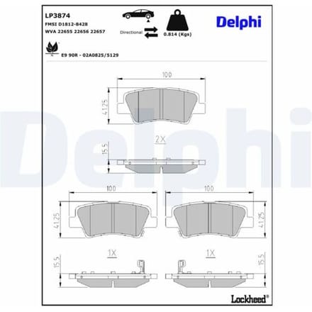 Remblokset, schijfrem DELPHI LP3874